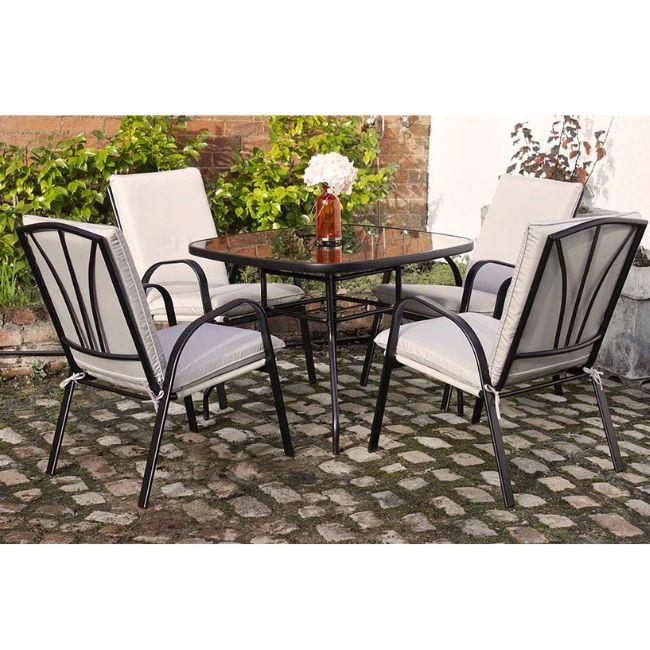 VERONA 4 SEATER PADDED CUSHION DINING SET 