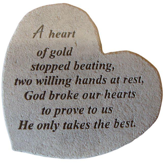 MEMORIAL RANGE ENGRAVED STONE A HEART OF GOLD