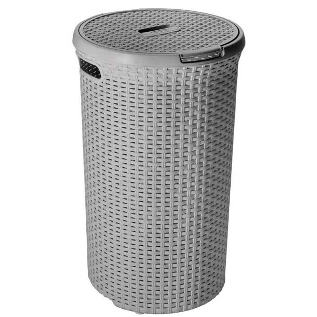 CURVER STYLE ROUND LAUNDRY HAMPER GREY 48LTR