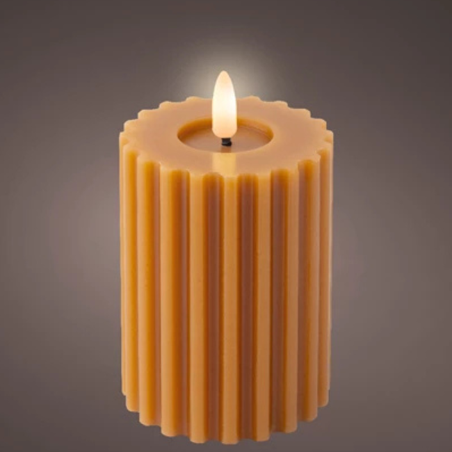 ORANGE CARVED LED CANDLE 12.3CM