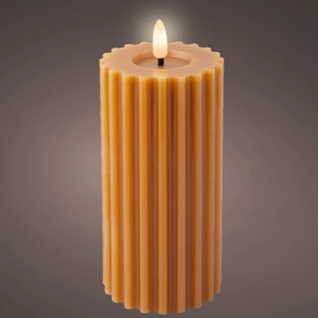 ORANGE CARVED LED CANDLE 17.3CM