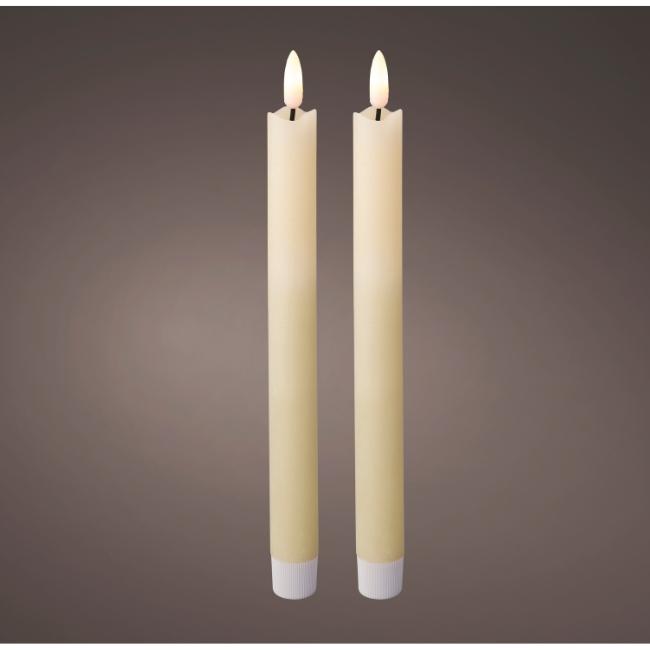 SET 2 LED DINNER CANDLES 24.5CM WHITE