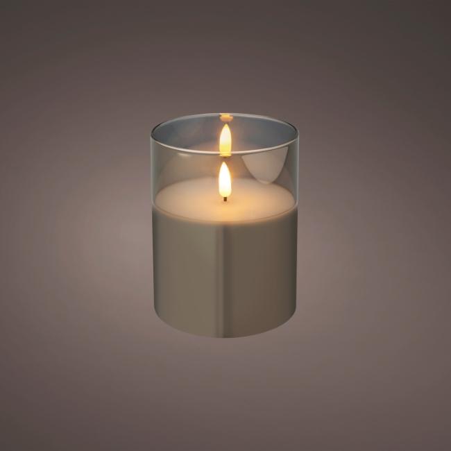 LED WICK CANDLE GLASS CYLINDER BATTERY OPERATED INDOOR 12.5CM