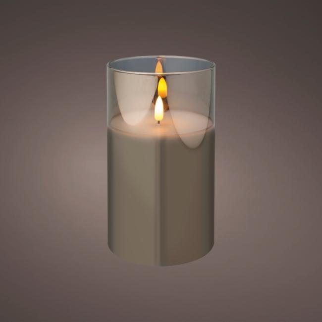 LED WICK CANDLE GLASS CYLINDER BATTERY OPERATED INDOOR 17.5CM