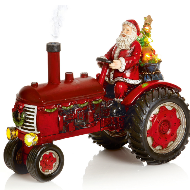 TRACTOR WITH SANTA AND LIGHTS 29CM