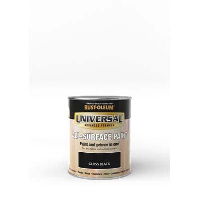 RUSTOLEUM UNIVERSAL ALL SURFACE PAINT GLOSS BLACK 750ML