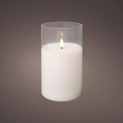 LED WICK CANDLE GLASS CYLINDER BATTERY OPERATED INDOOR 17.5CM