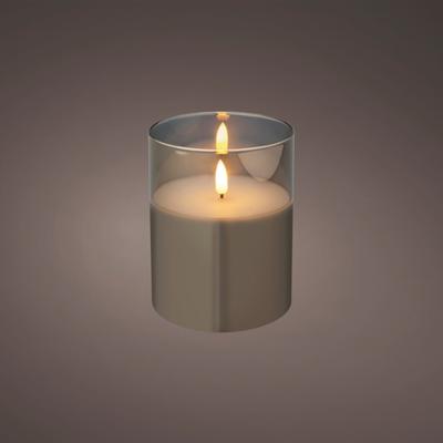 LED WICK CANDLE GLASS CYLINDER BATTERY OPERATED INDOOR 12.5CM