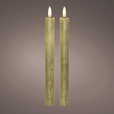 SET 2 DINNER CANDLES GOLD 24.5CM