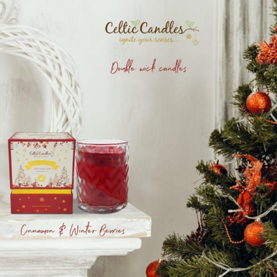 CELTIC CANDLES DOUBLE WICK CINNAMON & WINTER BERRIES