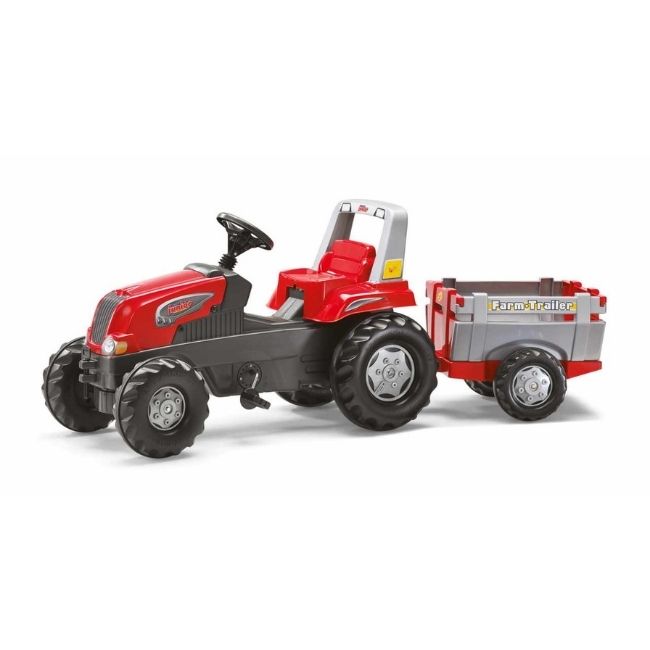 ROLLY JUNIOR RED TRACTOR, LOADER & TRAILER